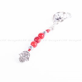 Vörös Howlite-Piros Achát-Ezüst Hematit - Hamsa